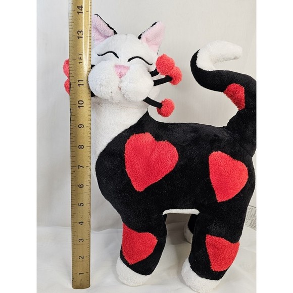 Whimsy Clay Plush Cat Amy Lacombe Hearts Valentine's Day Black Red White RARE - Picture 8 of 8